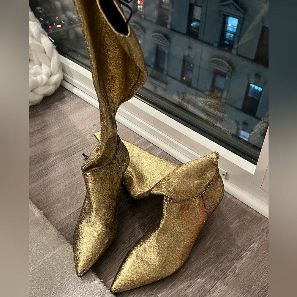 Slouchy Gold Zara Boots